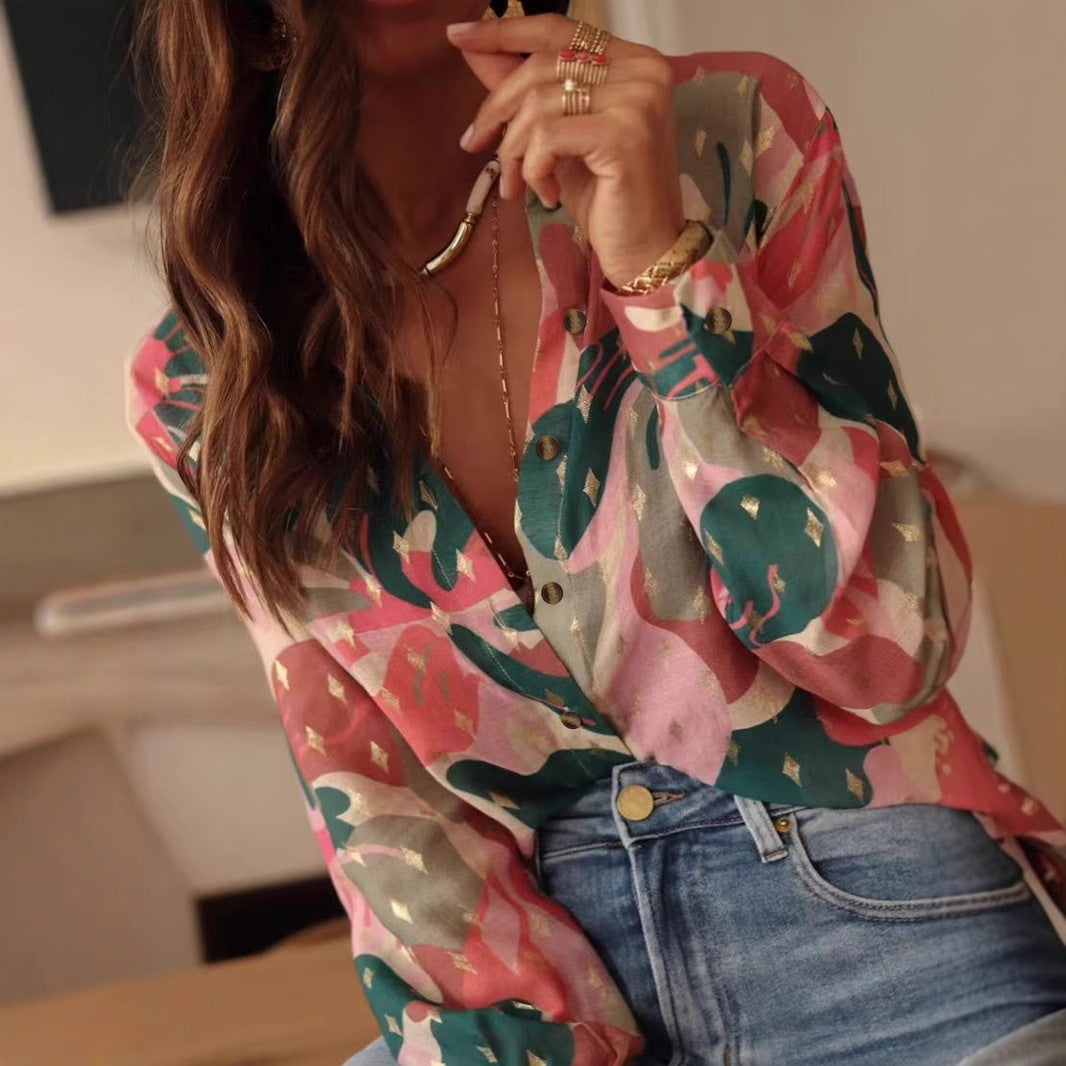 Printed Leisure Holiday Women's Shirt