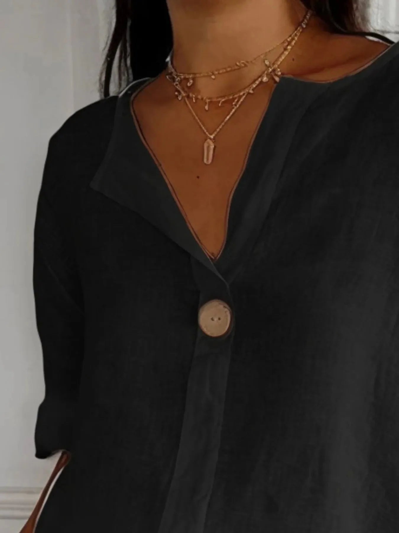 Breezy Button-Front Relaxed Linen Blouse