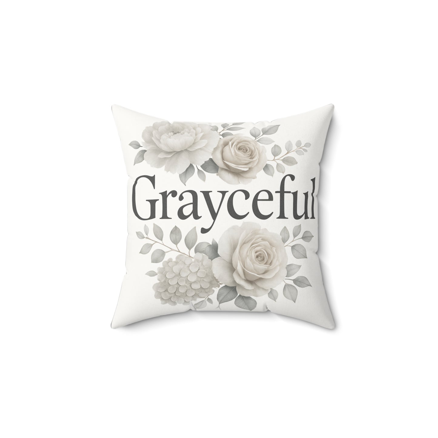 Grayceful Floral Square Pillow, Home Decor Accent, Gift for Her, Cozy Living Room Decor, Wedding Gift, Birthday Gift