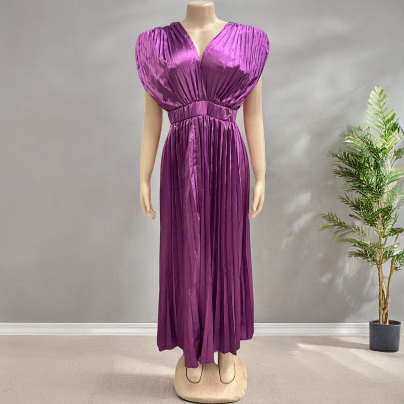 V-neck Satin Dress