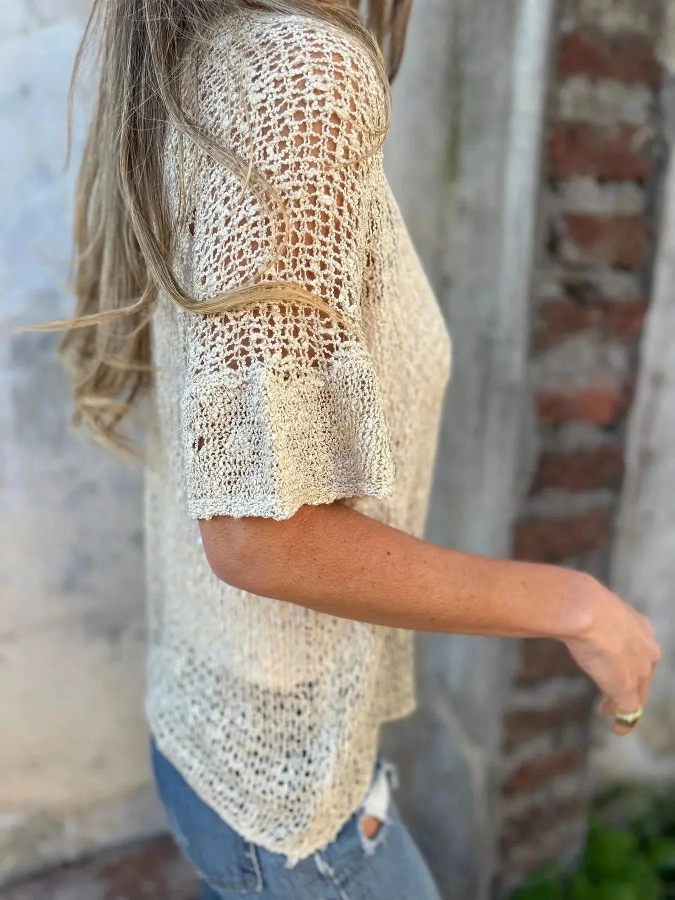 Full Size Knit Openwork One Button Cardigan