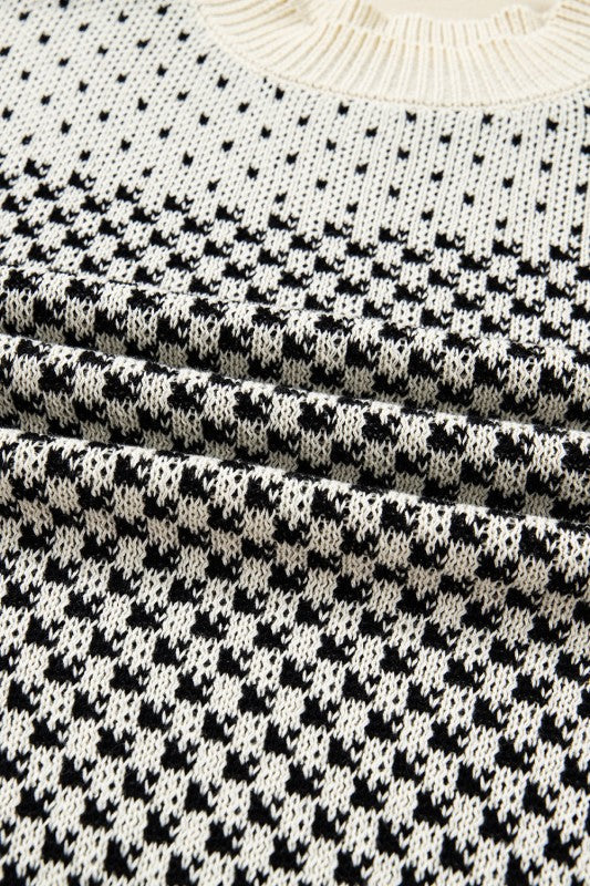 Dotted Colorblock Lantern Sleeve Sweater