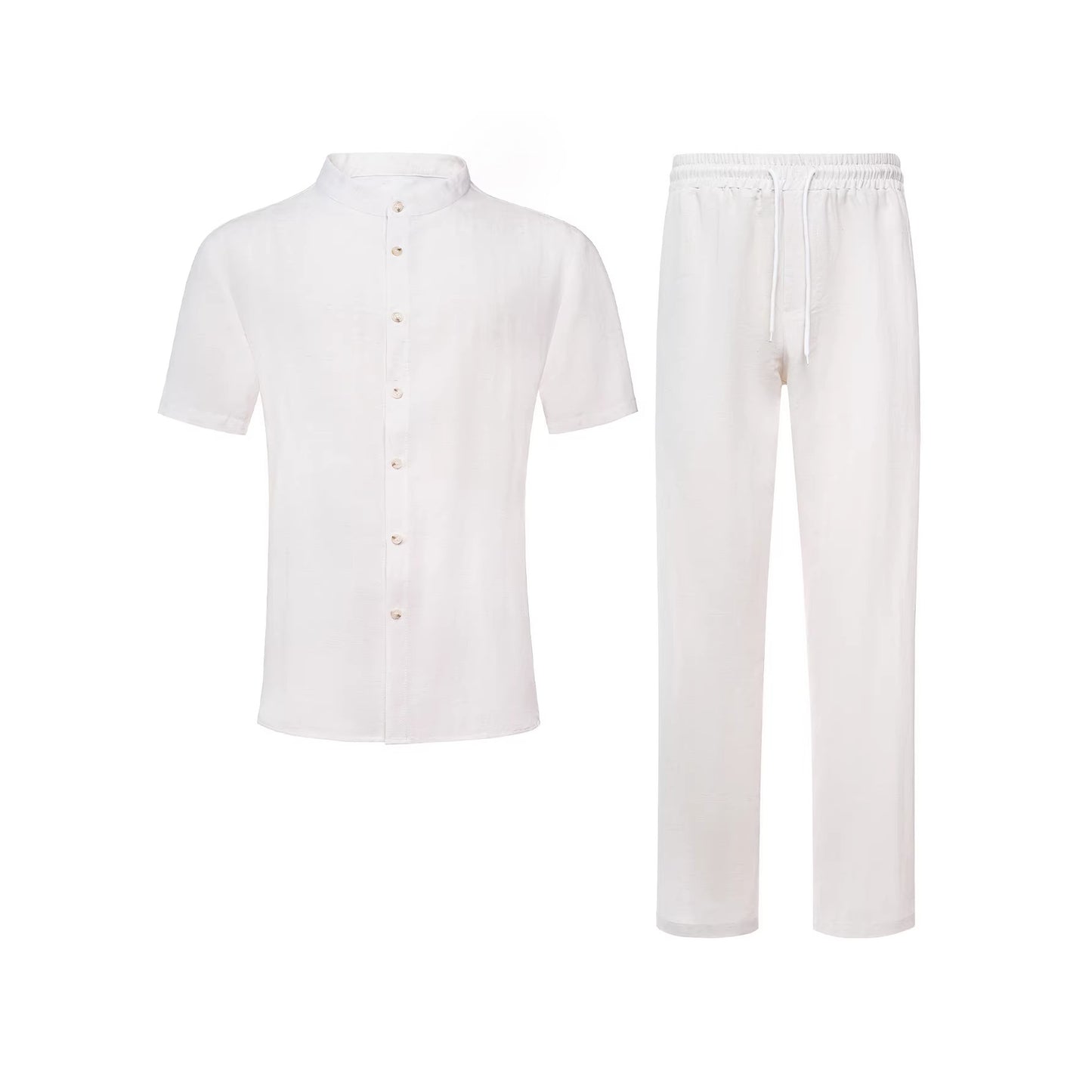 Men's Stand-Up Collar Breathable Shirt And Loose-Fitting Trousers Set