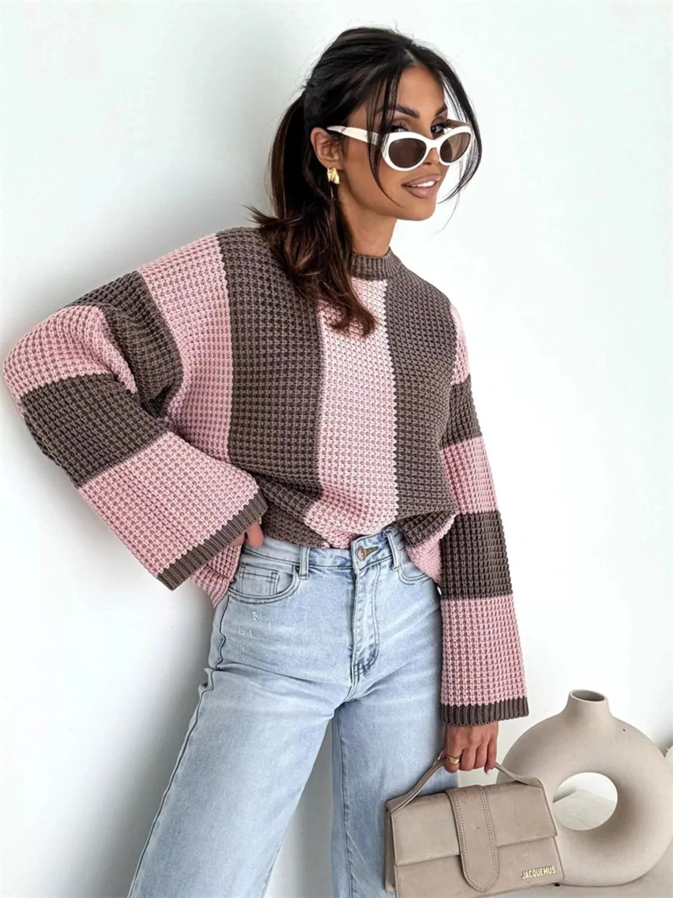 Color Block Long Sleeve Sweater