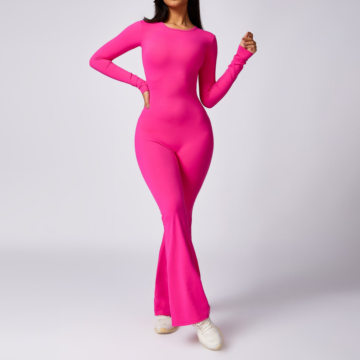 Leisure Horn Long Sleeve Yoga Jumpsuit Tight Quick-drying Sports Workout