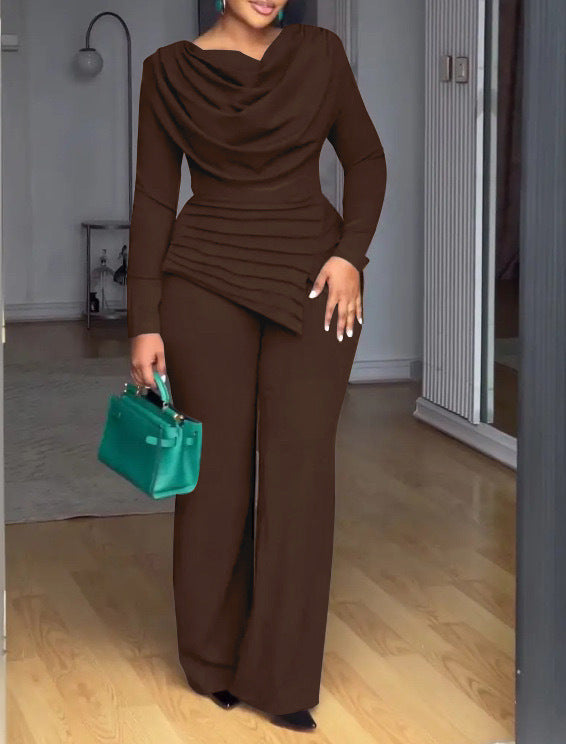 Cropped Top Flared Pants Fashion Casual Set