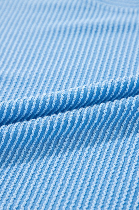 Solid Corded T-Shirt and Pants Set