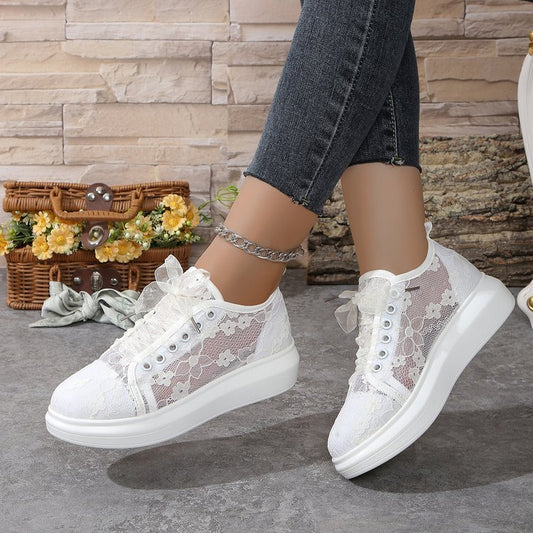 All-matching Graceful Sexy Lace Print Stitching Breathable Casual sneakers