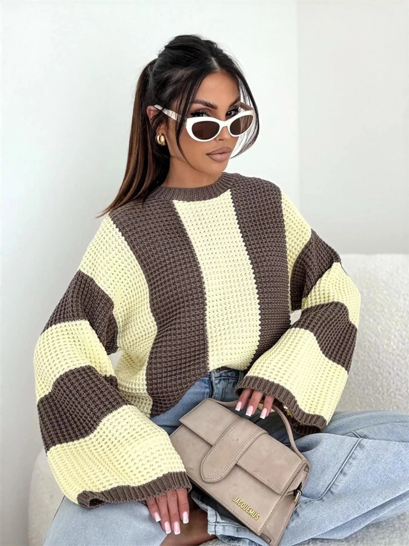 Color Block Long Sleeve Sweater