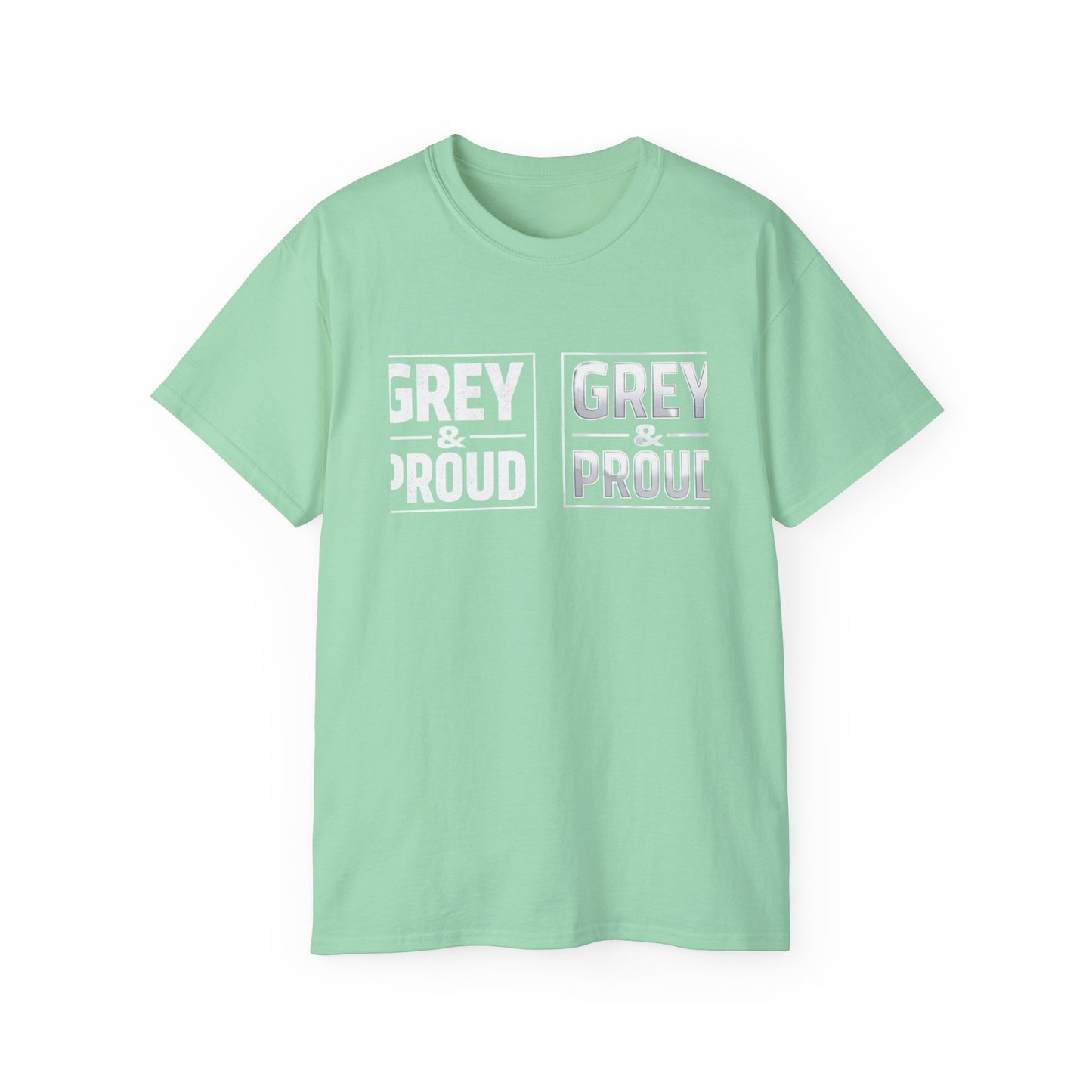 Grey & Proud T-Shirt — Retro Block Letter Pride Tee