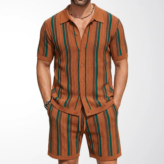 Men's Casual Short-Sleeve Knitted Two-Piece Set