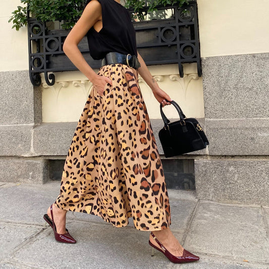 Women's All-match Leopard Print Elegant Big Hem Skirt