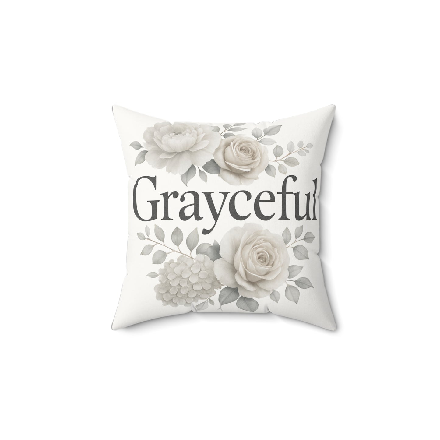 Grayceful Floral Square Pillow, Home Decor Accent, Gift for Her, Cozy Living Room Decor, Wedding Gift, Birthday Gift