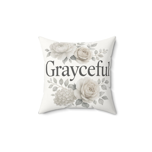 Grayceful Floral Square Pillow, Home Decor Accent, Gift for Her, Cozy Living Room Decor, Wedding Gift, Birthday Gift