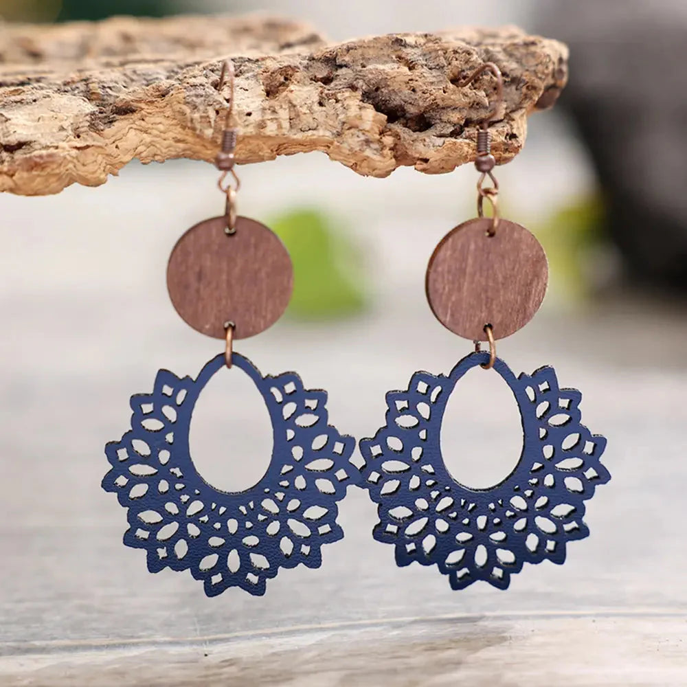 Boho Mandala Geometric Cutout Dangle Earrings