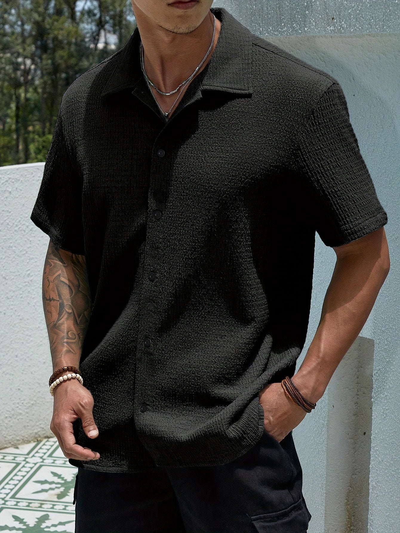 New Lapel Collar Retro Resort Casual Shirt For Men
