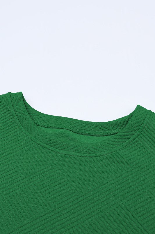 Solid Textured T-Shirt and Drawstring Pants Set