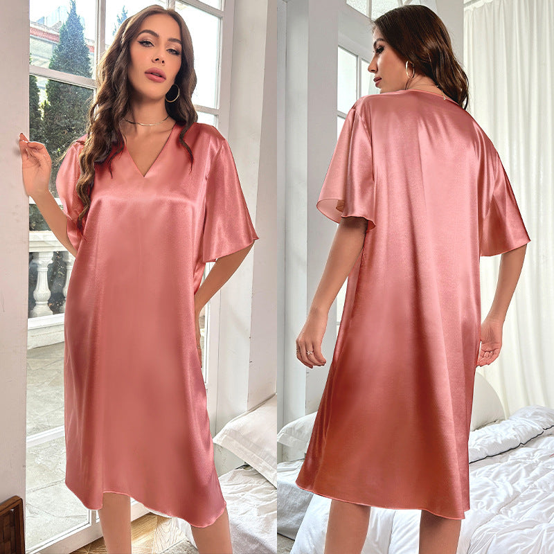 Large Size Ice Silk Pajamas Cooling Feeling Thin