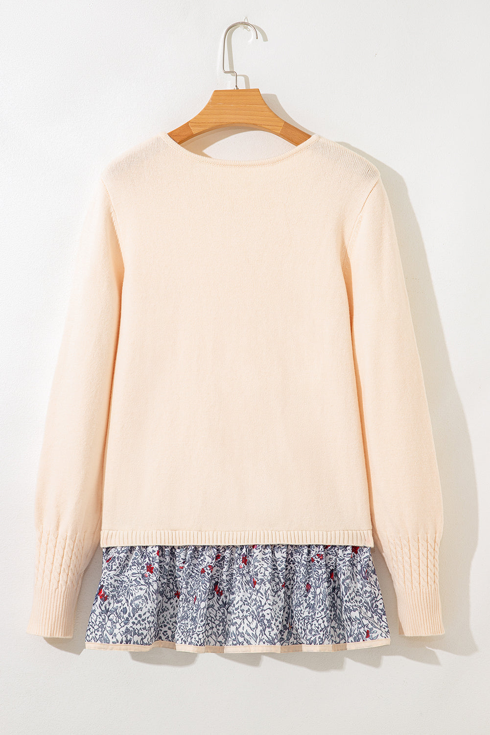 Mary Cable Texture Bohemian Ruffle Hem Sweater