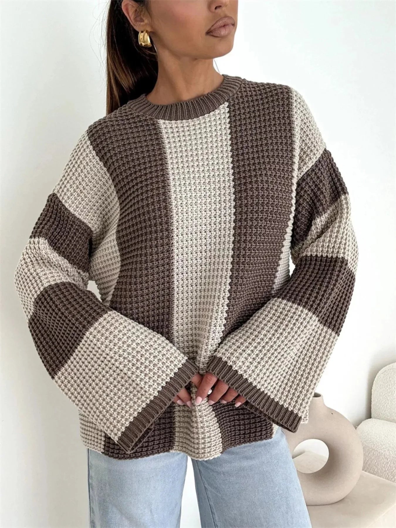 Color Block Long Sleeve Sweater