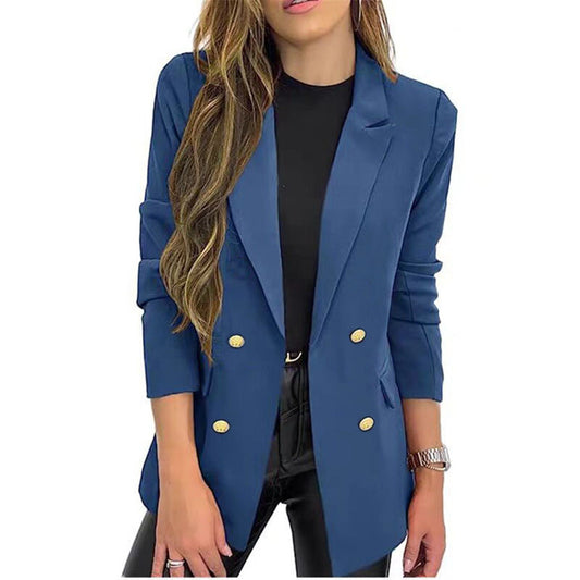 Casual Long-Sleeve Lapel-Button Autumn Coat