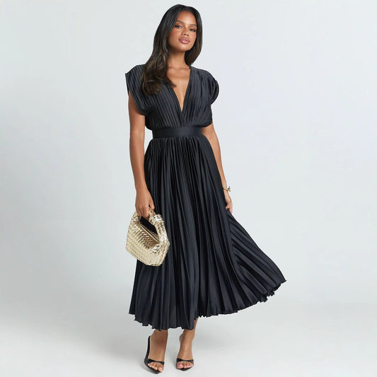 V-neck Satin Dress