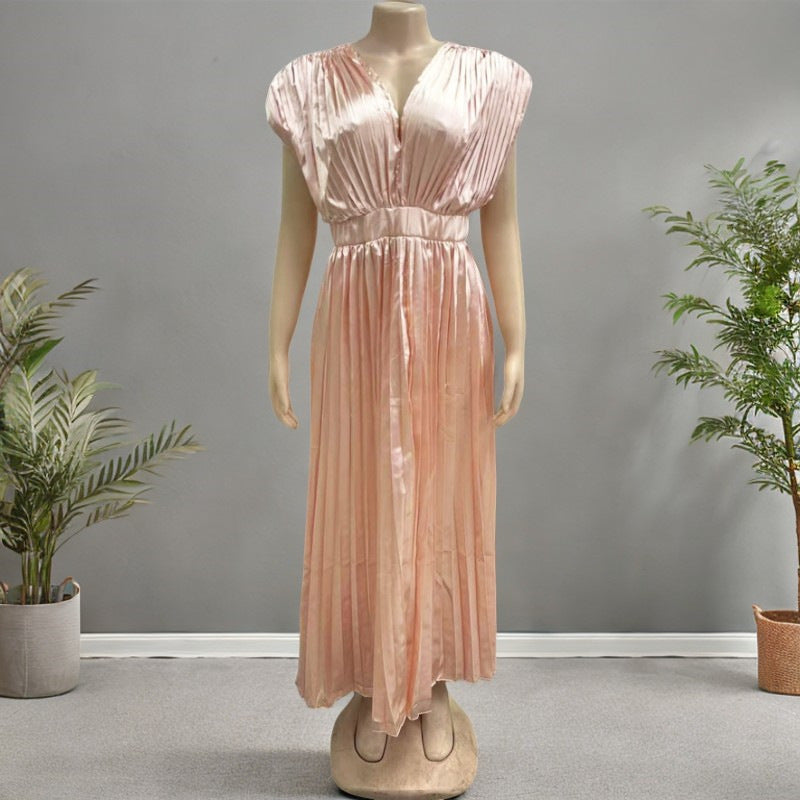 V-neck Satin Dress