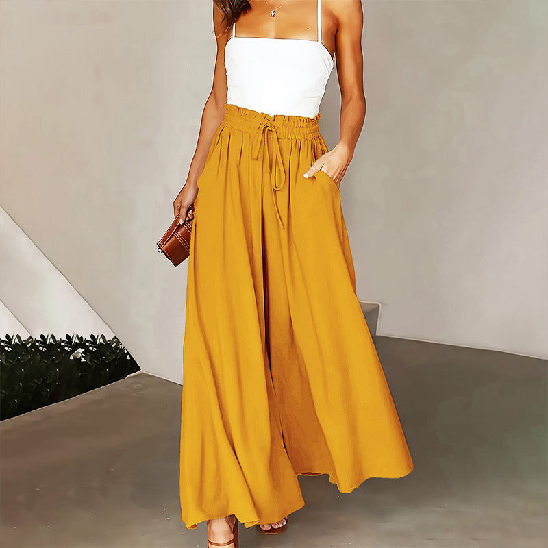 New Waist-tight Summer Long Draping Effect Long Culottes For Women