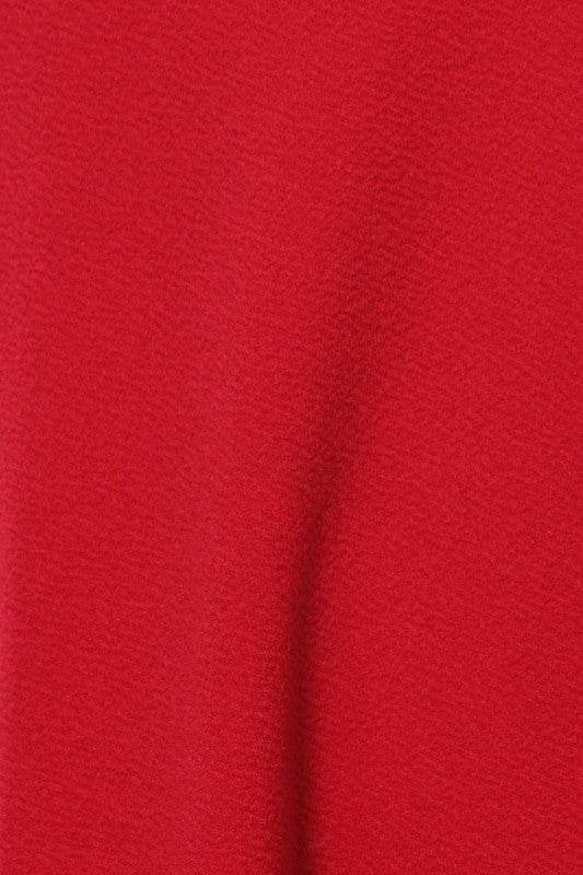 Solid high waisted, A-line, midi skirt