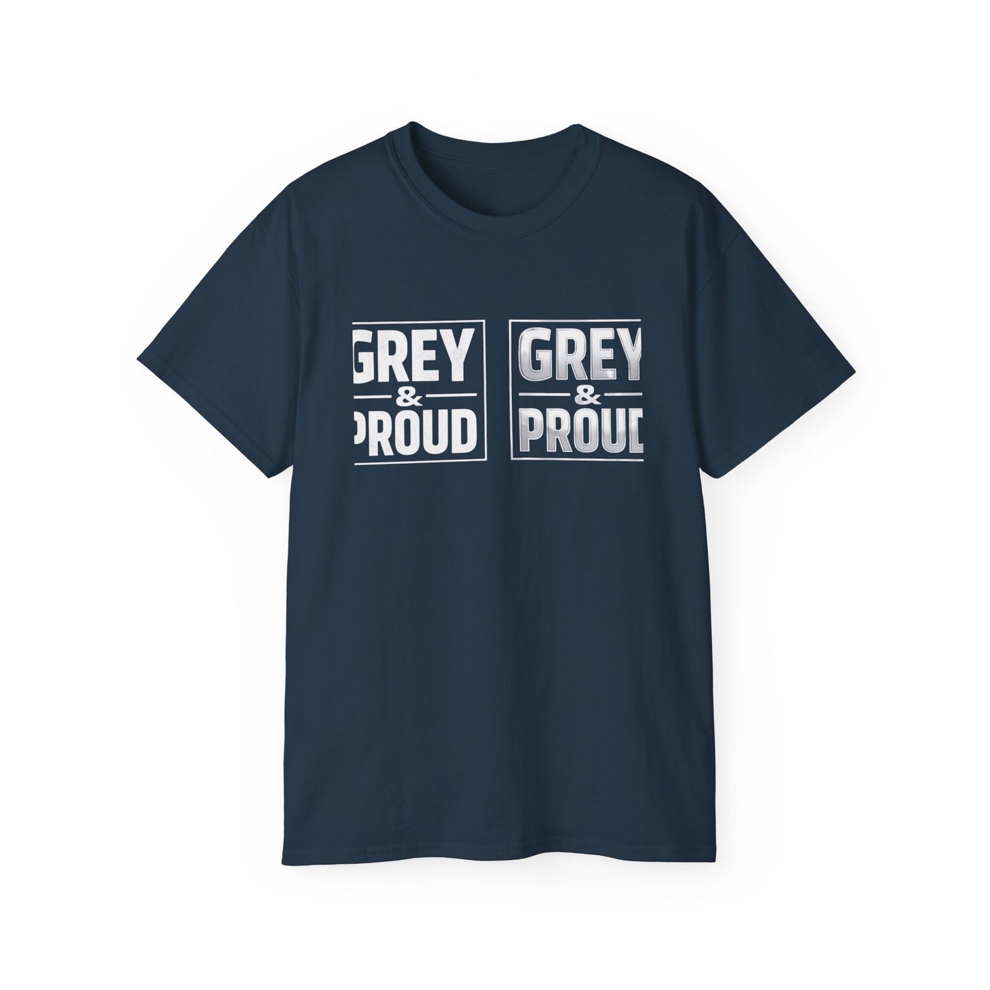 Grey & Proud T-Shirt — Retro Block Letter Pride Tee