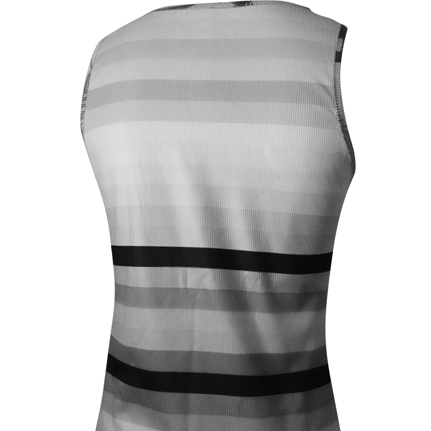 Women's V-neck Fashionable Grey Rainbow Striped Printed Vest Top