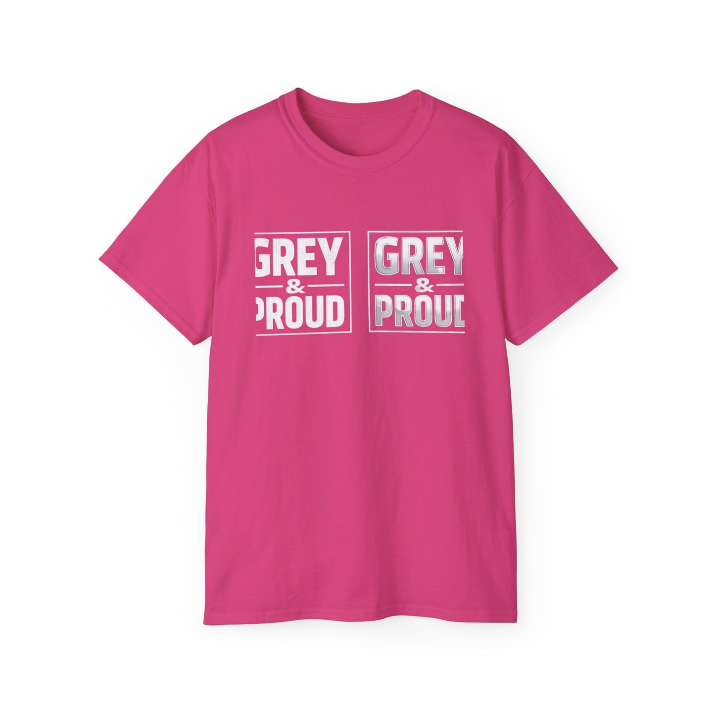 Grey & Proud T-Shirt — Retro Block Letter Pride Tee