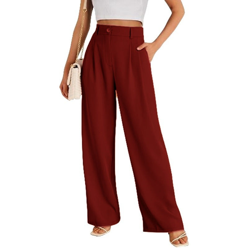 New European And American Style Pocket Dress Pants Wide-leg Formal Trousers