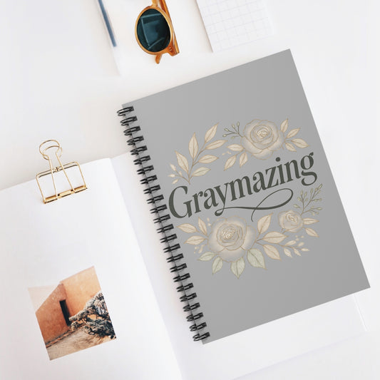 Graymazing Floral Spiral Notebook — Ruled Journal for Women