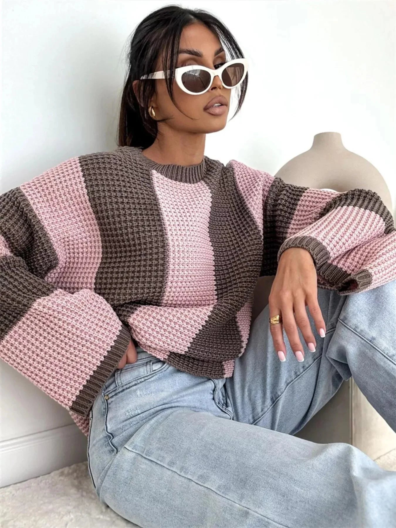 Color Block Long Sleeve Sweater