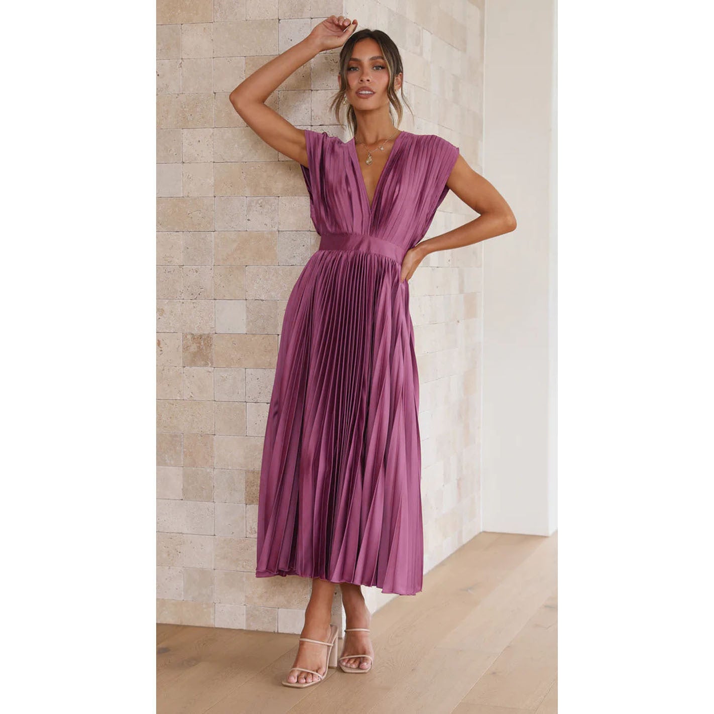 Elegant Pleated Casual Loose Zip Sleeveless Dress