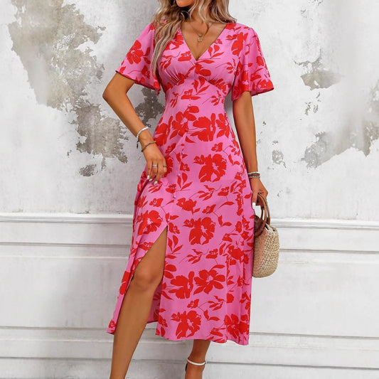 V-neck Casual Temperament Long Dress