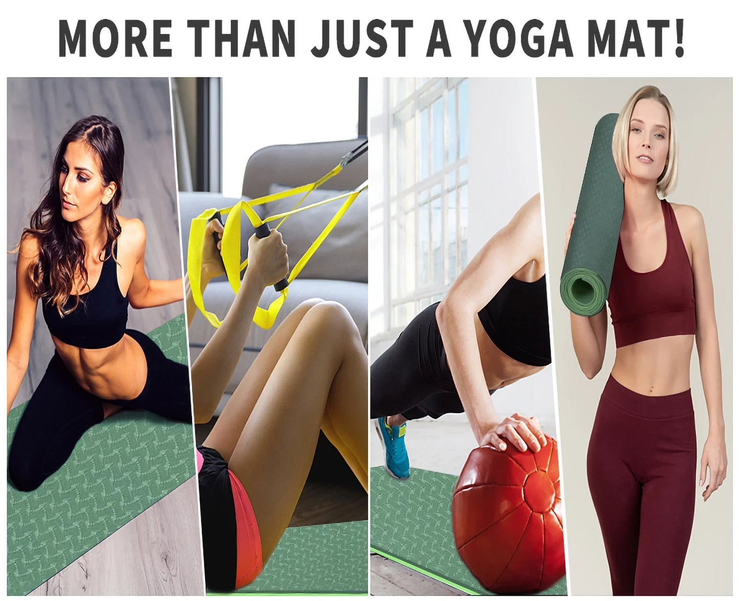 COCOBELA Dual-Sided Yoga Mat – 8mm Extra Thick, Eco-Friendly TPE – Reversible Non-Slip, Waterproof, Lightweight & Odor-Free – 72"x24" for Yoga, Pilates, Stretching & Fitness