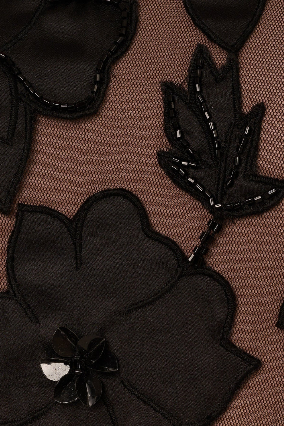 Adrianna Papell Off-the-Shoulder Neckline Sheer Knit Mesh Beaded Sequin Floral Design Fitted Silhouette Column Skirt Dress