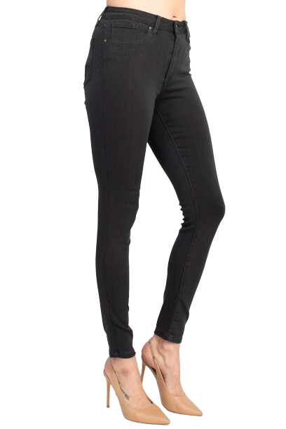 Velvet Heart Mid Waist Skinny Jeans Stretch Button & Zipper Fly Closure Denim Pants with Pockets