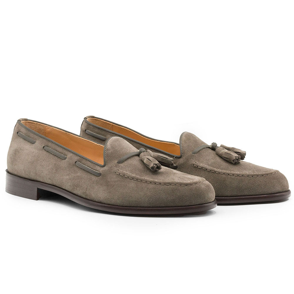 16-583-TPE FRANCO Suede Calfskin Tassel Loafer, Taupe