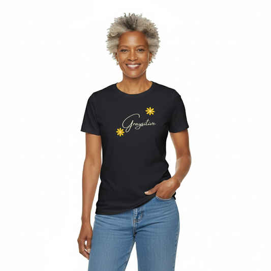 Women's Iconic T-Shirt graysitive with flowers
