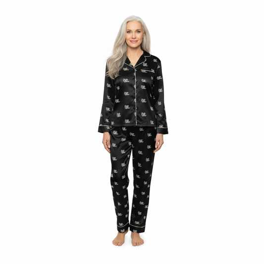 Gray Vibes Elegant Women's Satin Pajamas Set - Soft & Stylish Sleepwear