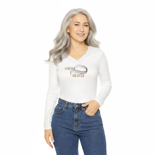 Forever Grayced Women's Long Sleeve V-Neck Shirt - Inspirational Casual Wear