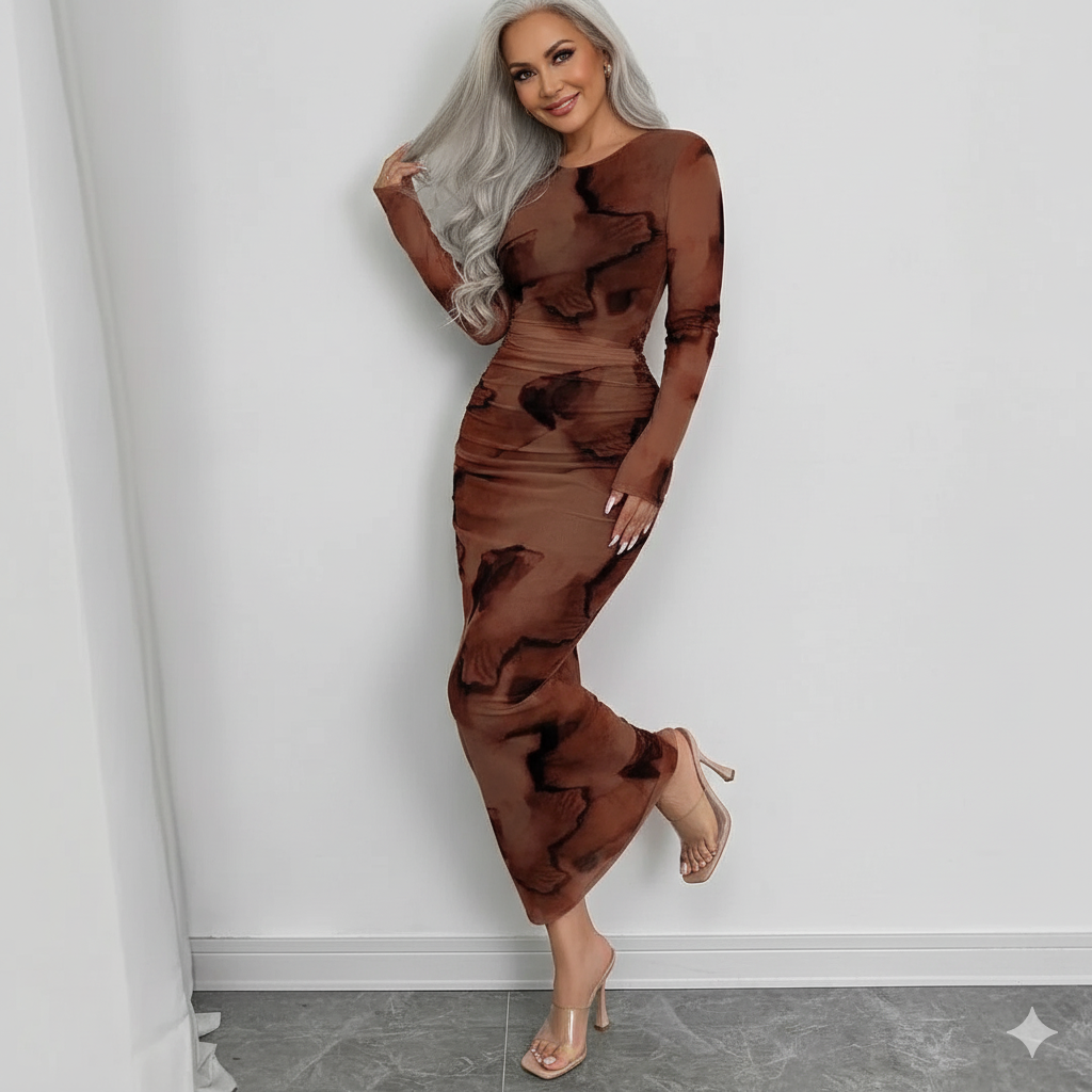 Elegant Graceful Double Layer Round Collar Gauze Dress Long