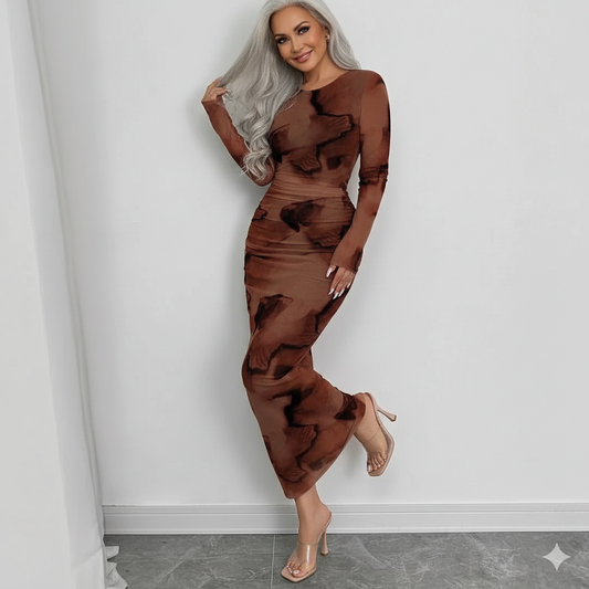 Elegant Graceful Double Layer Round Collar Gauze Dress Long