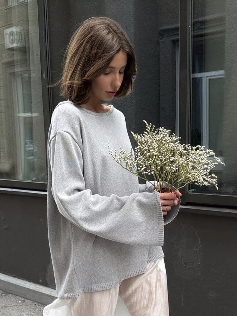 Cotton Pullover Autumn Winter Backless Sweater Loose Knitted Pullover Sweater for Women