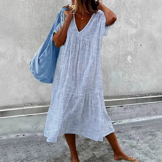 Women's Summer V-neck Short Sleeve Dress
