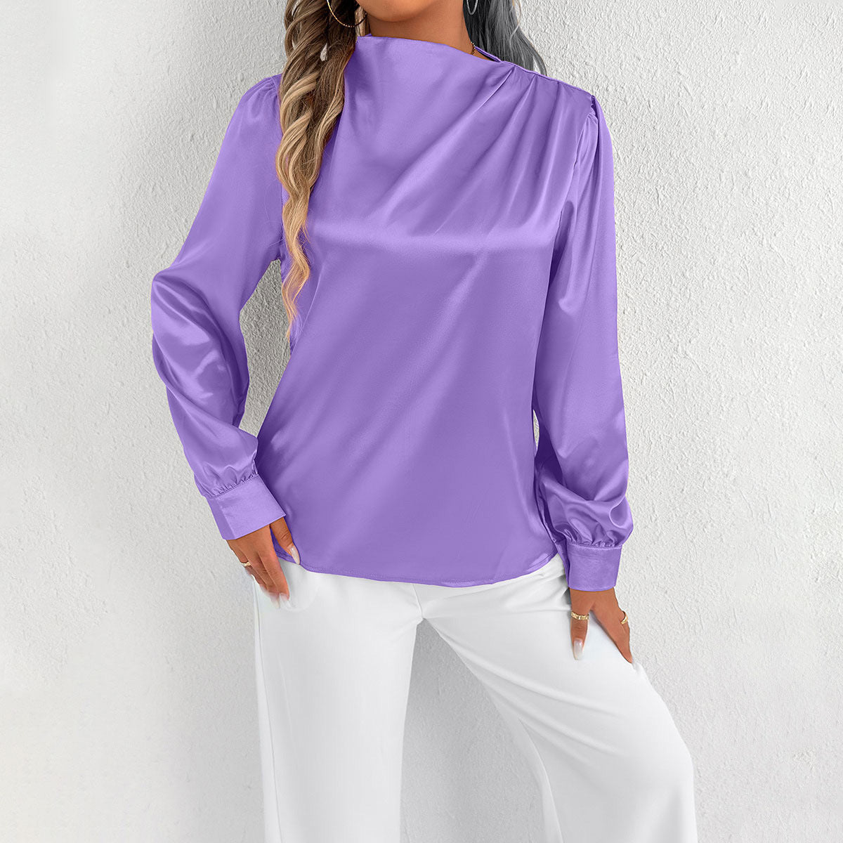 Women Clothing Summer Satin Shirt Women Shirt Light Transparent Satin Top