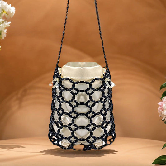 Handmade Beaded Hollow Out Cutout Bag Minority Simple Woven Finished Handbag